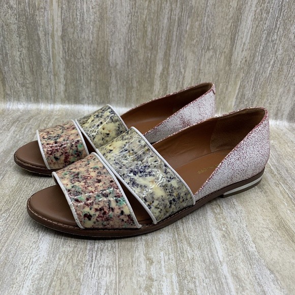 Rebecca Minkoff Sadie Slip on Open Toe Marble Flat Shoes Womens 9M‎ - Picture 1 of 9